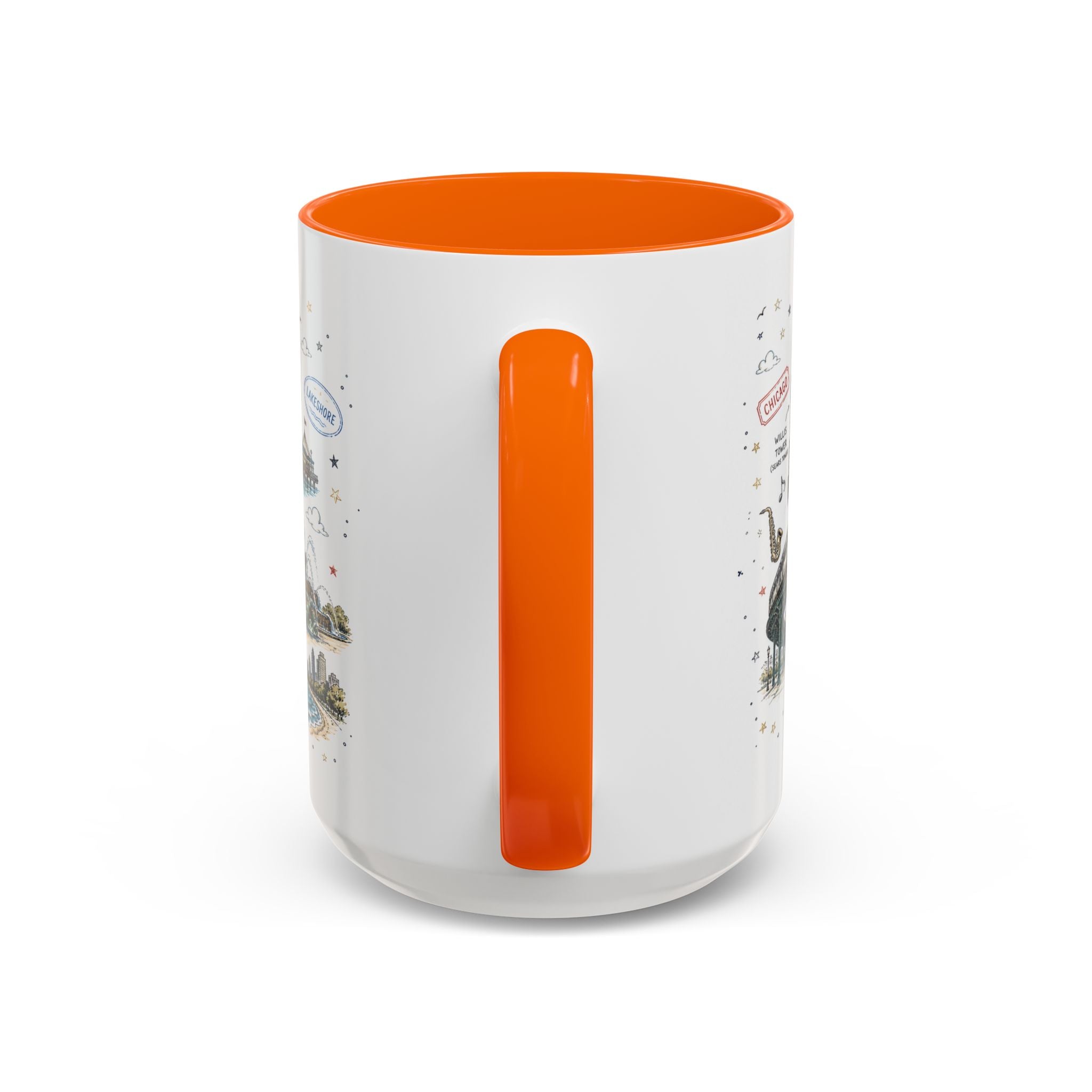 Chicago Coffee Mug | Illinois Souvenir City Gift | Accent Color Ceramic 11oz 15oz