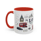 London Coffee Mug | England Souvenir Travel Gift | Accent Color Ceramic 11oz 15oz