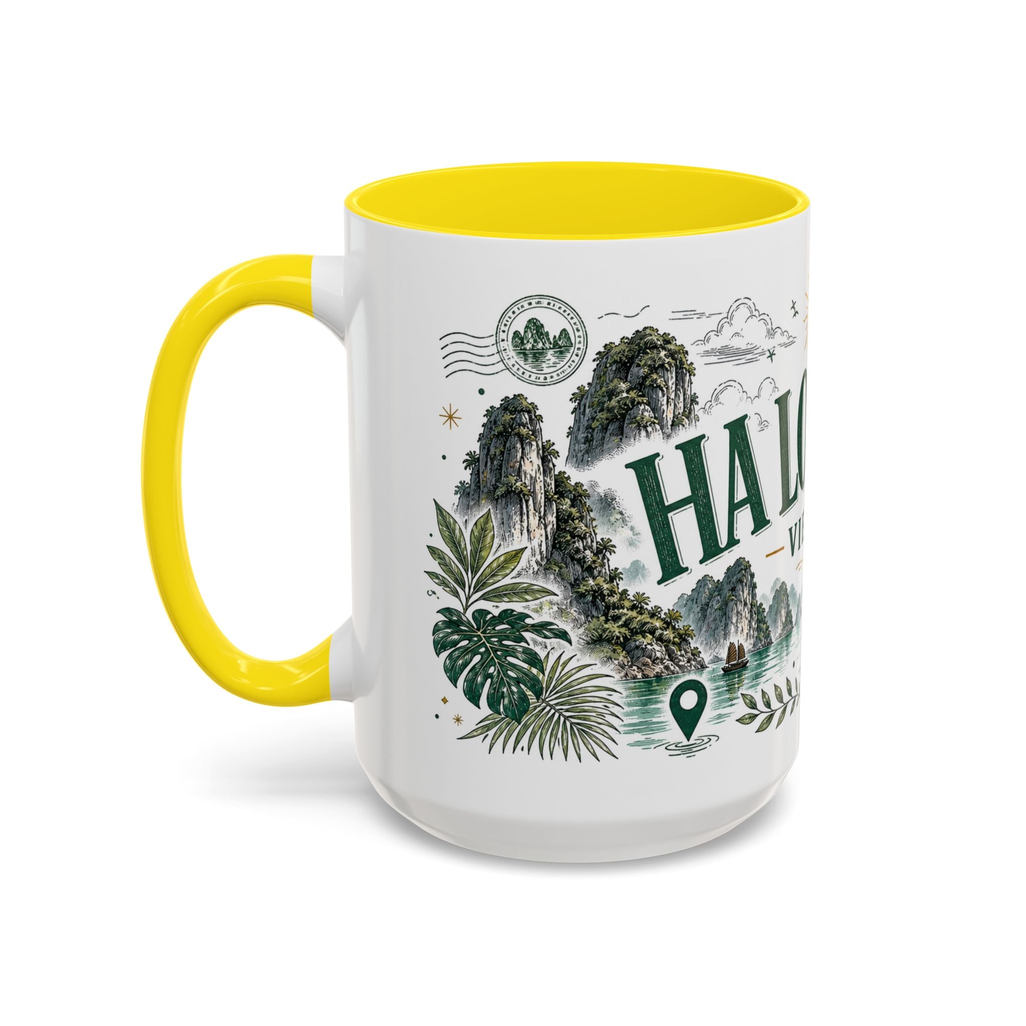 Ha Long Bay Coffee Mug | Travel Destination Souvenir Gift | Accent Color Ceramic 11oz 15oz