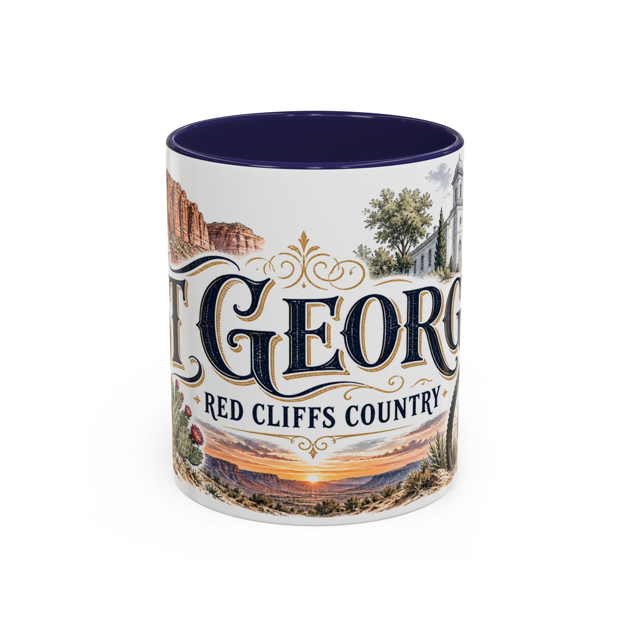 St George Coffee Mug | United States Travel Souvenir | Vintage Illustrated City Gift | 11 oz 15 oz Accent Mug