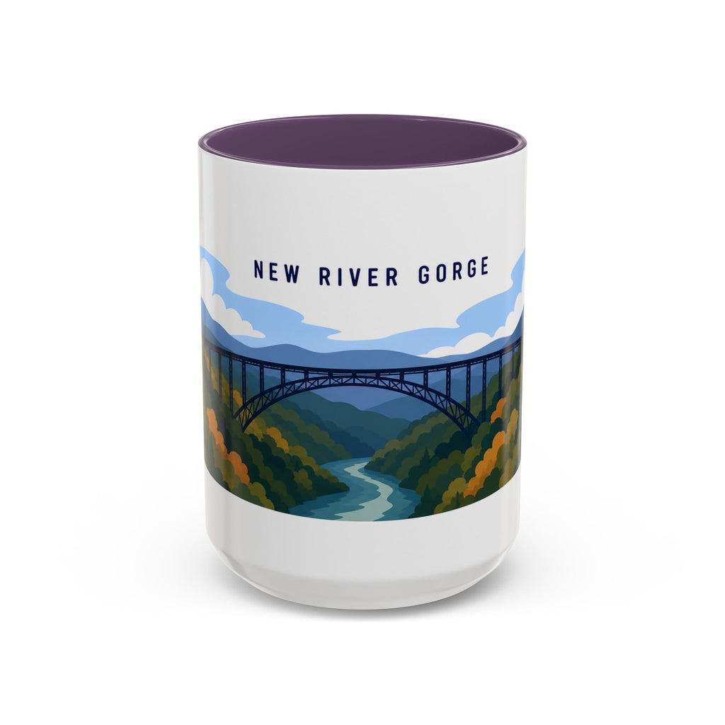 New River Gorge National Park and Preserve Coffee Mug | Solid Color Block Park Souvenir | 11oz 15oz Accent Mug