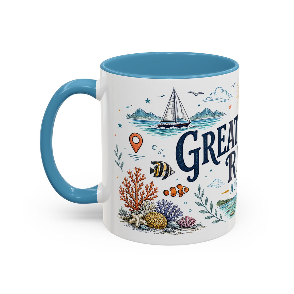 Great Barrier Reef Coffee Mug | Travel Destination Souvenir Gift | Accent Color Ceramic 11oz 15oz