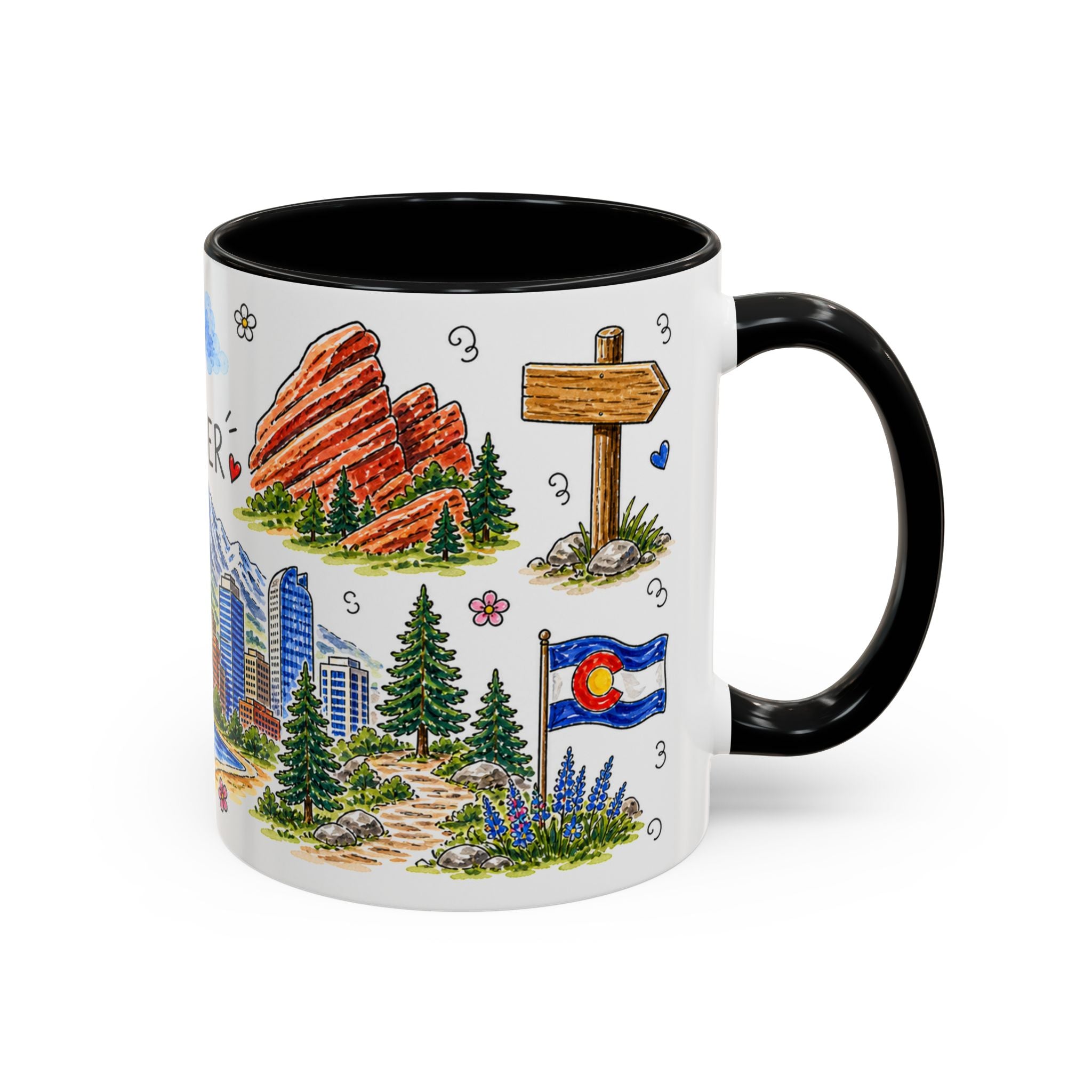 Denver Illustrated Travel Mug | City Souvenir Accent Coffee Mug | 11oz 15oz Ceramic Cup