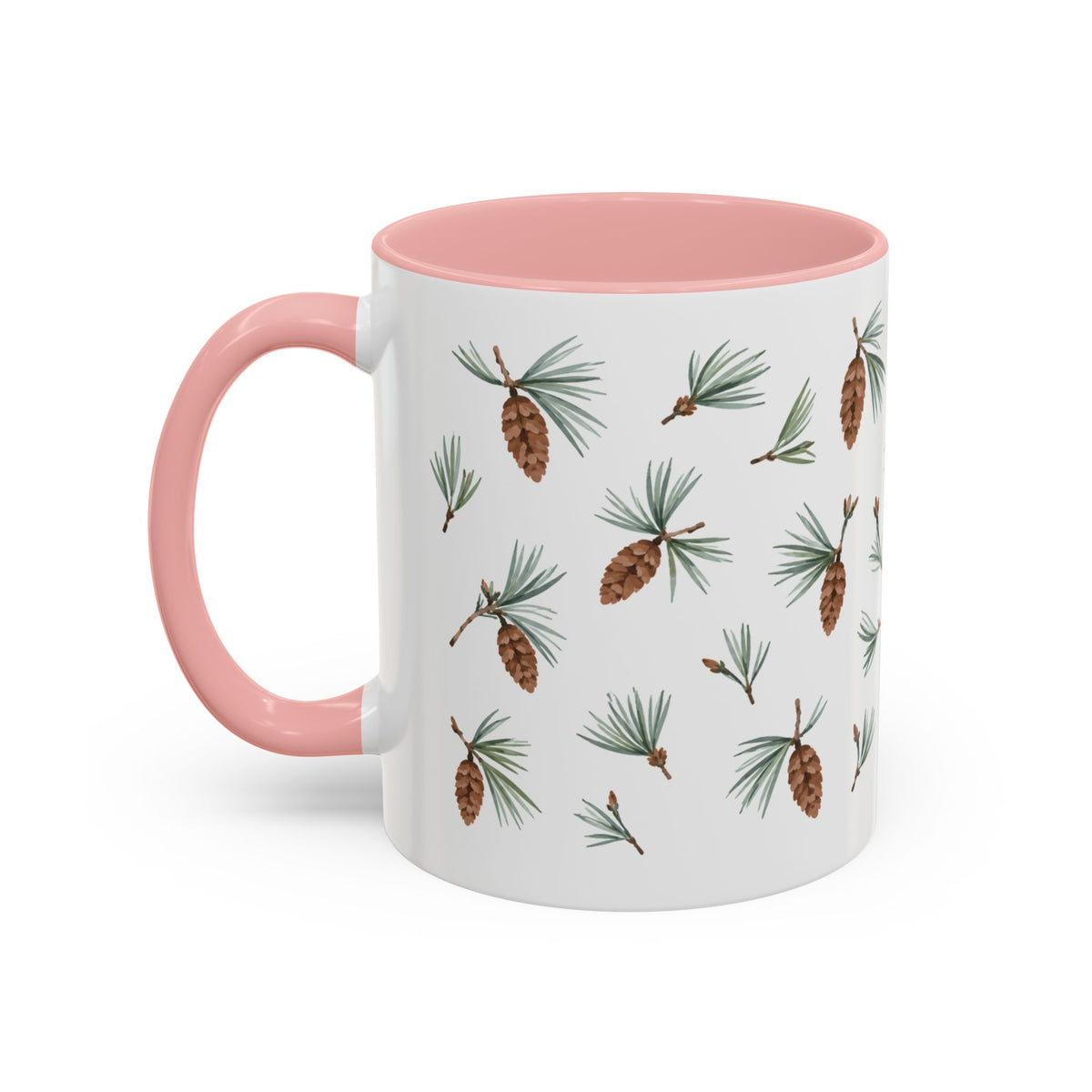Maine White Pine Cone and Tassel Mug, State Flower Floral Coffee Cup, 11oz Botanical Gift