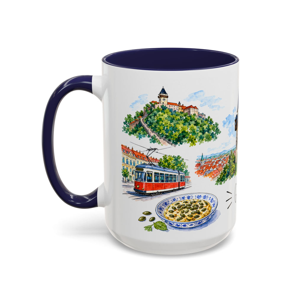 Graz Illustrated Travel Mug | City Souvenir Accent Coffee Mug | 11oz 15oz Ceramic Cup