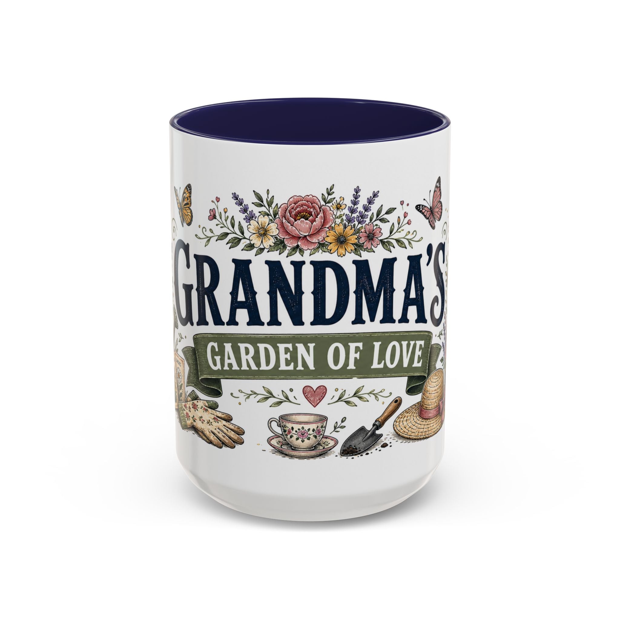 Grandma's Garden Of Love Coffee Mug | Gift From Grandkids | Accent Color Ceramic 11oz 15oz