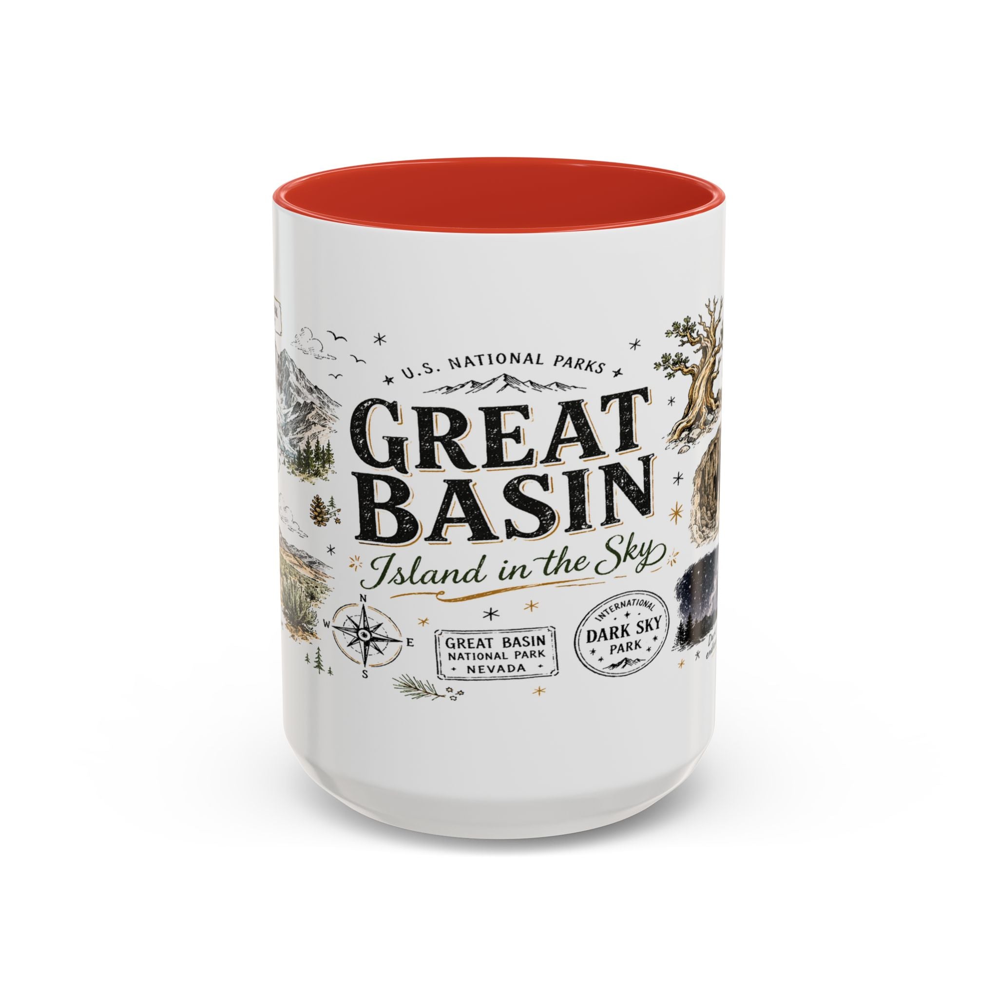Great Basin National Park Coffee Mug | Nevada Desert Stargazing Hiking Gift | Accent Color Ceramic 11oz 15oz
