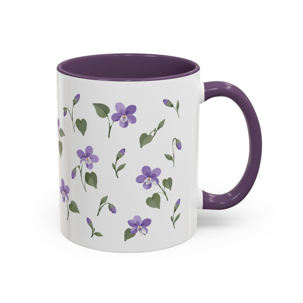 Rhode Island Violet Mug, State Flower Floral Coffee Cup, 11oz Botanical Gift