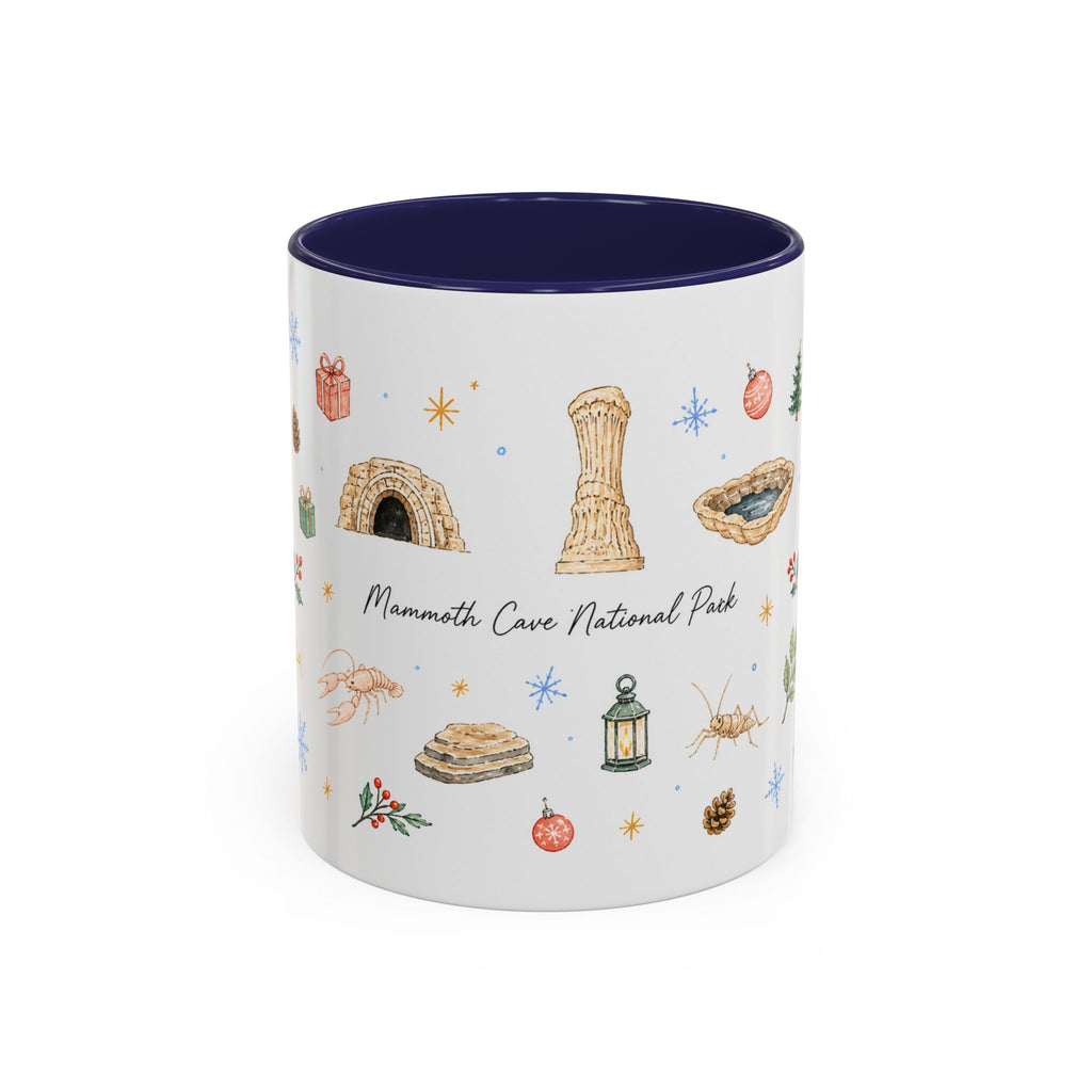 Mammoth Cave National Park Christmas Mug | Watercolor Travel Souvenir | Holiday Gift | Accent Ceramic Coffee Cup 11oz 15oz