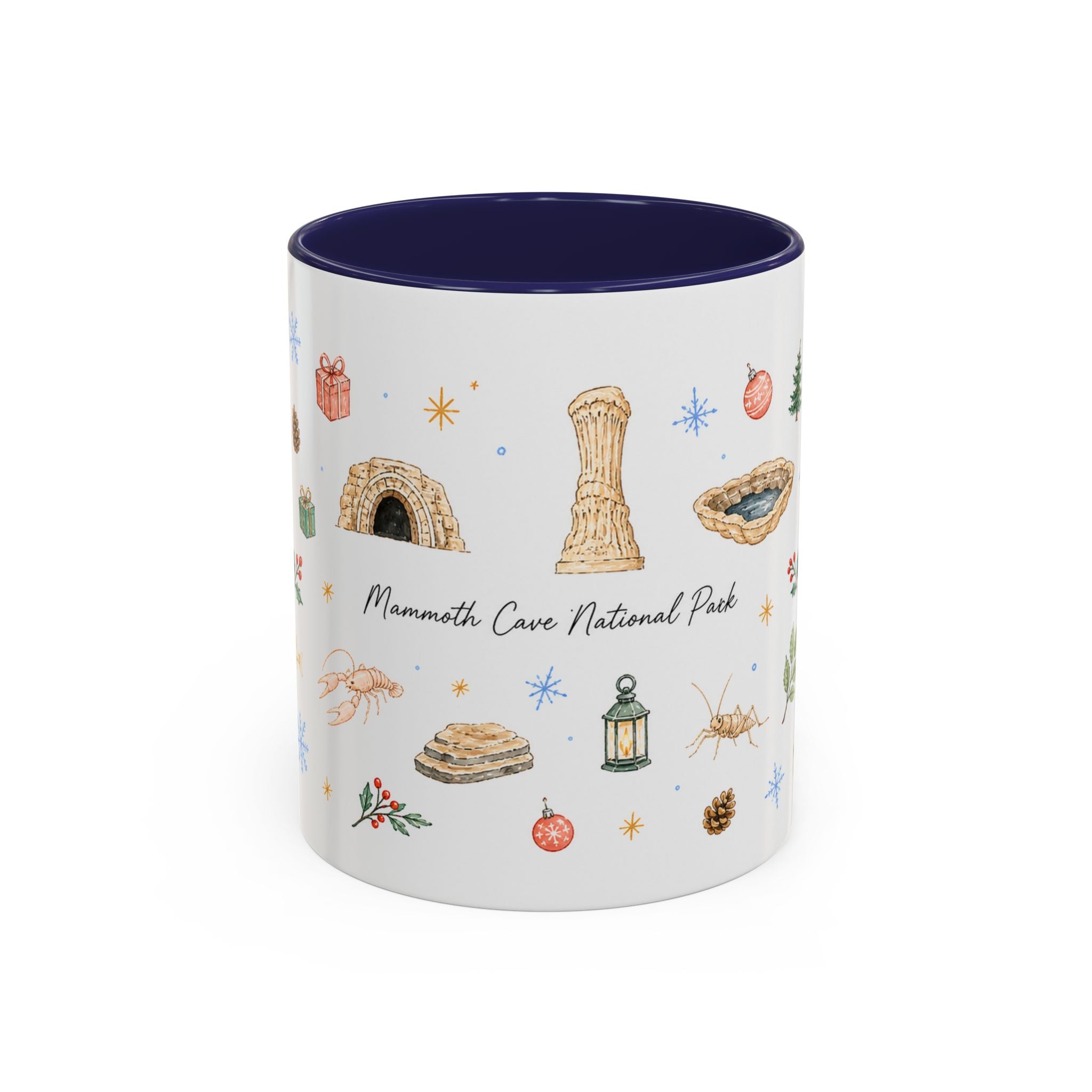 Mammoth Cave National Park Christmas Mug | Watercolor Travel Souvenir | Holiday Gift | Accent Ceramic Coffee Cup 11oz 15oz