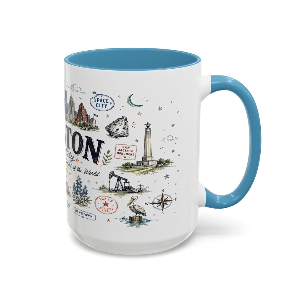 Houston Coffee Mug | Texas Souvenir City Gift | Accent Color Ceramic 11oz 15oz