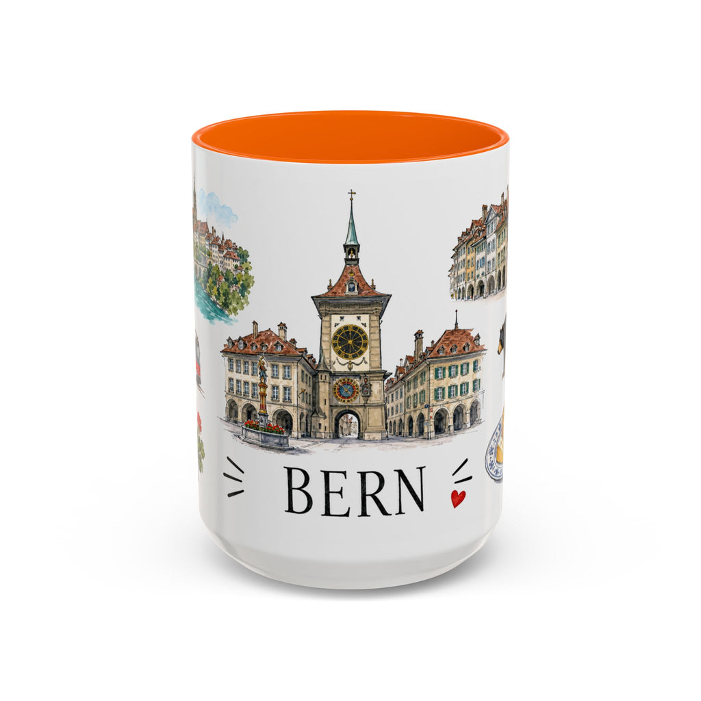 Bern Illustrated Travel Mug | City Souvenir Accent Coffee Mug | 11oz 15oz Ceramic Cup
