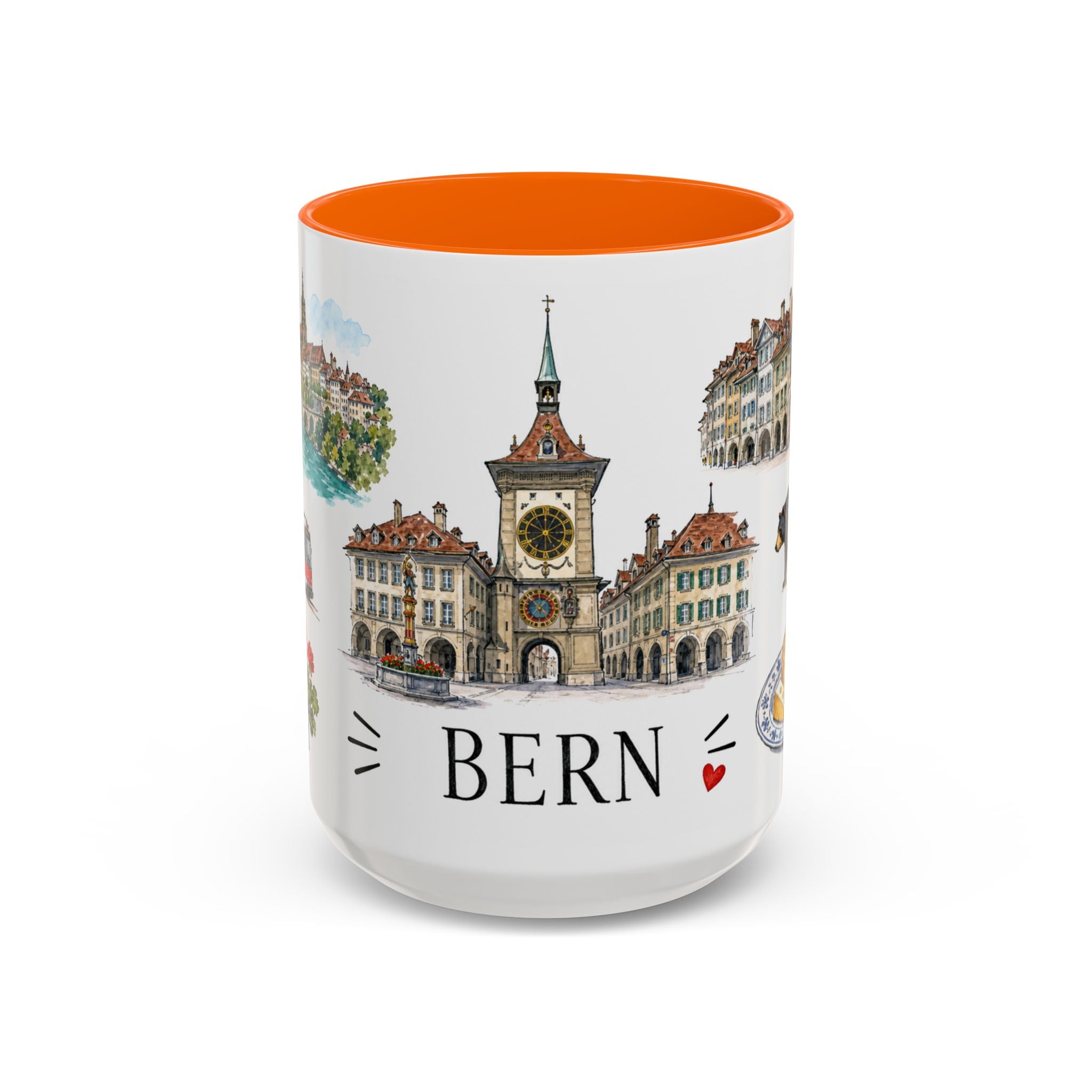Bern Illustrated Travel Mug | City Souvenir Accent Coffee Mug | 11oz 15oz Ceramic Cup