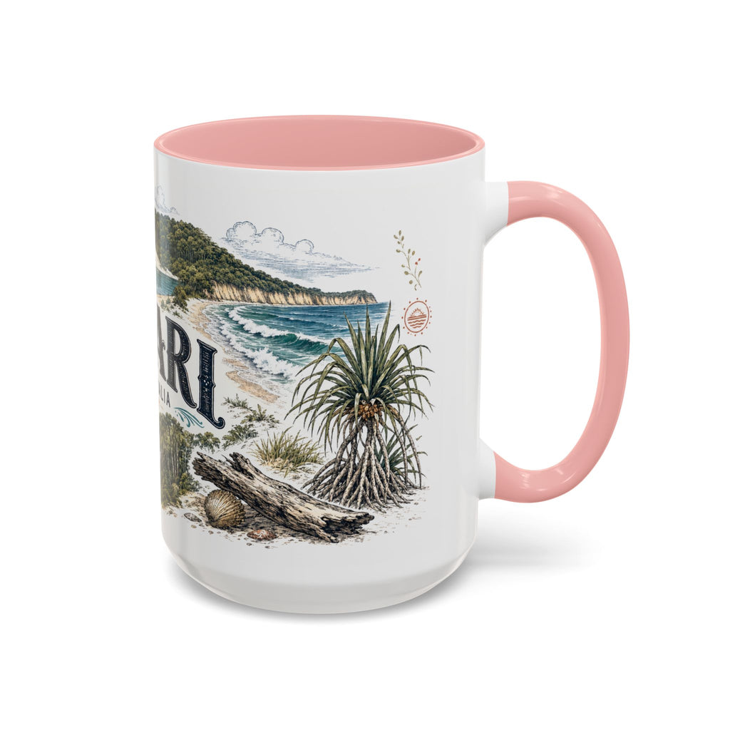 K'gari Mug, Australia Travel Souvenir, Bucket List Gift, Accent Ceramic Coffee Mug 11oz 15oz