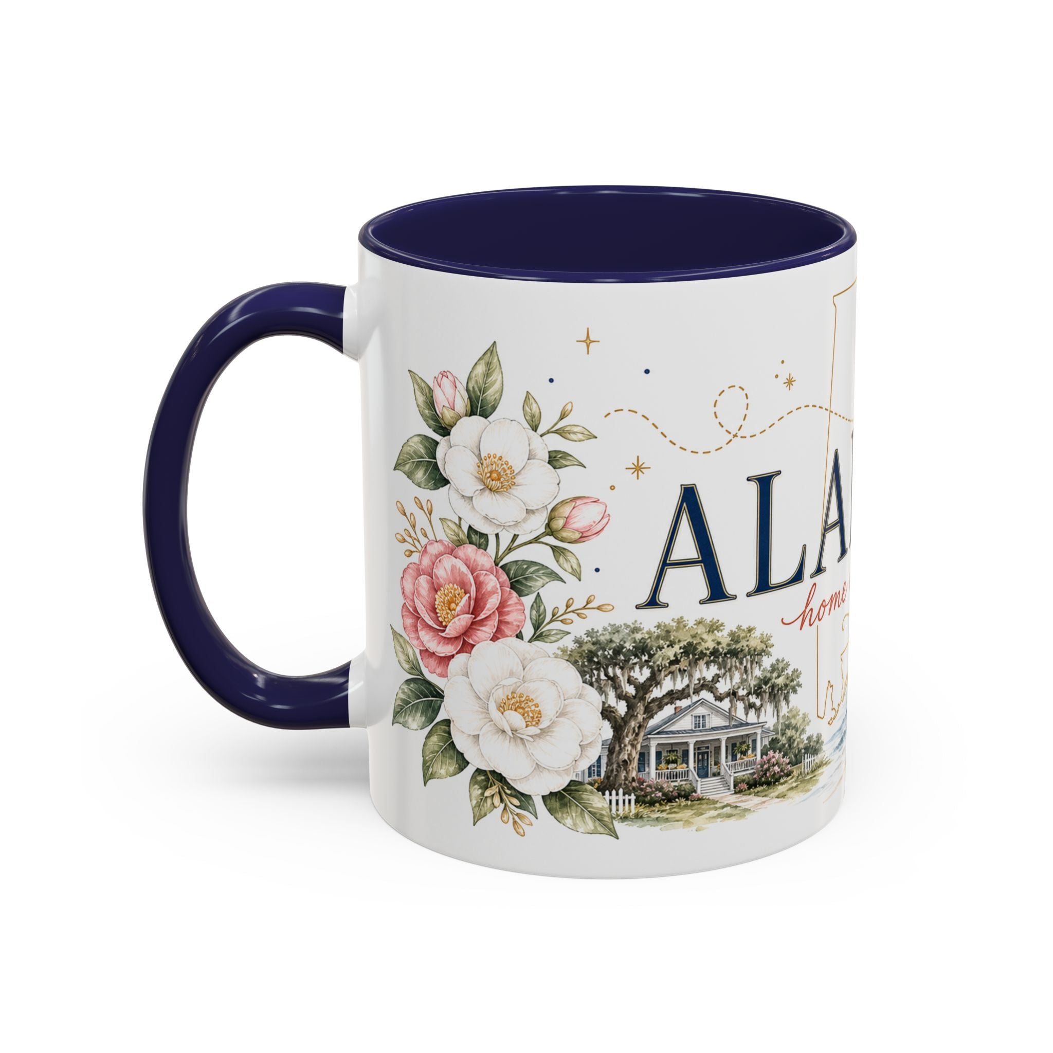 Alabama State Map Mug | Coastal Scenery, Botanical Accents, Homesick Gift