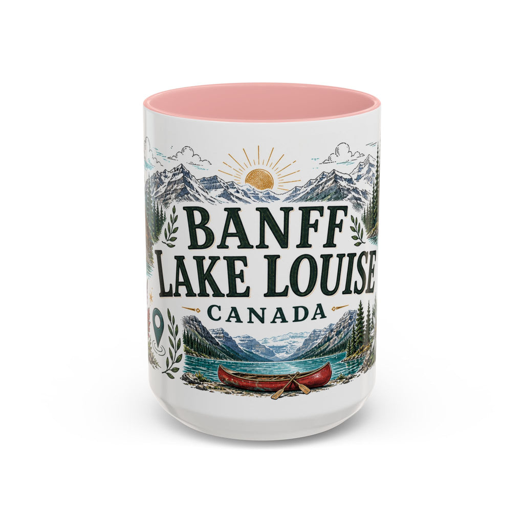 Banff Lake Louise Coffee Mug | Travel Destination Souvenir Gift | Accent Color Ceramic 11oz 15oz
