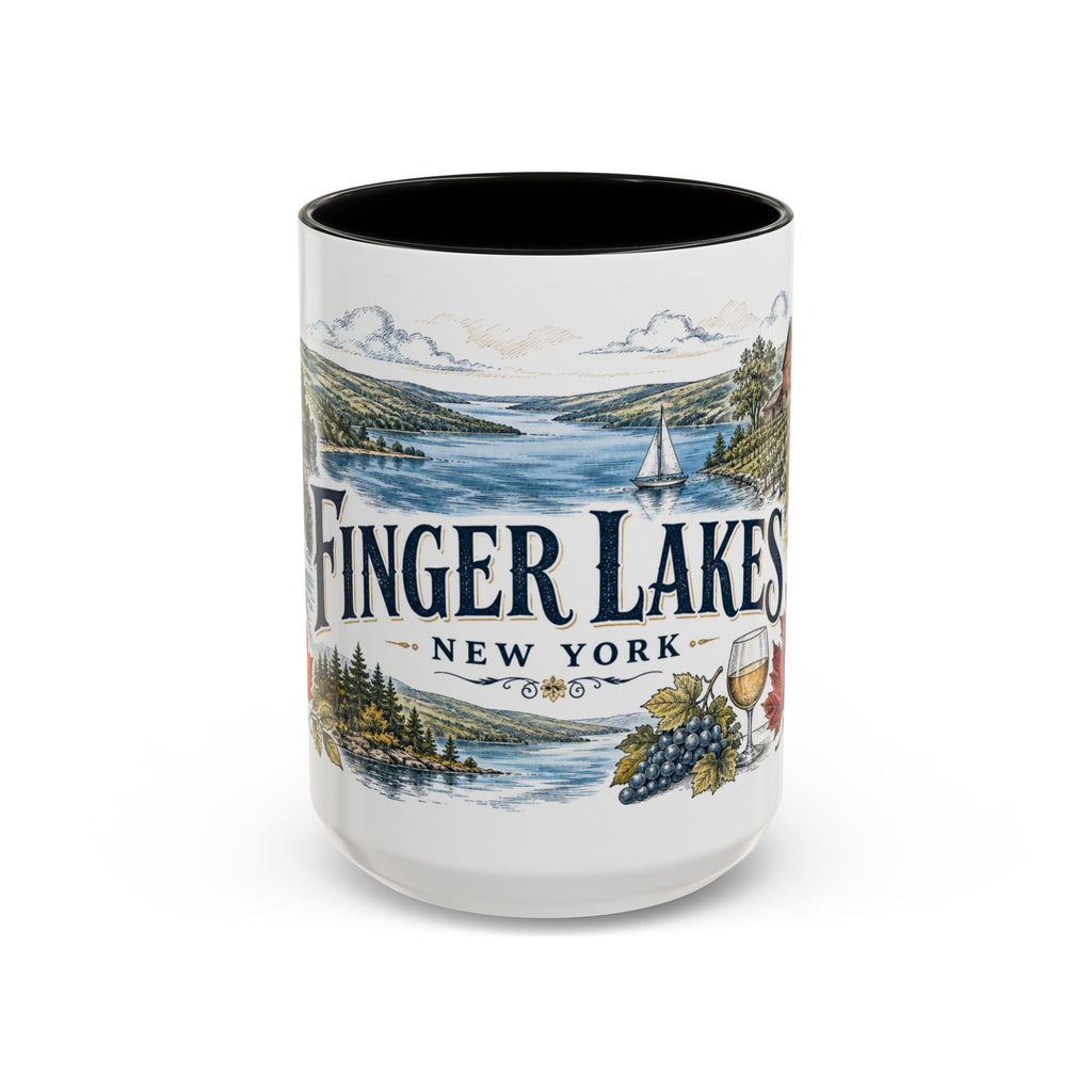 Finger Lakes Mug, New York Travel Souvenir, Bucket List Gift, Accent Ceramic Coffee Mug 11oz 15oz