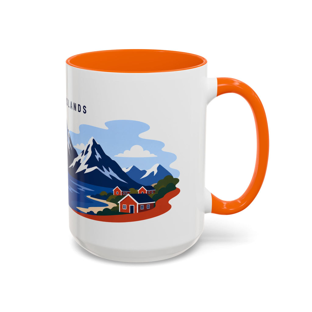 Lofoten Islands Coffee Mug | Travel Destination Souvenir Gift | Accent Color Ceramic 11oz 15oz