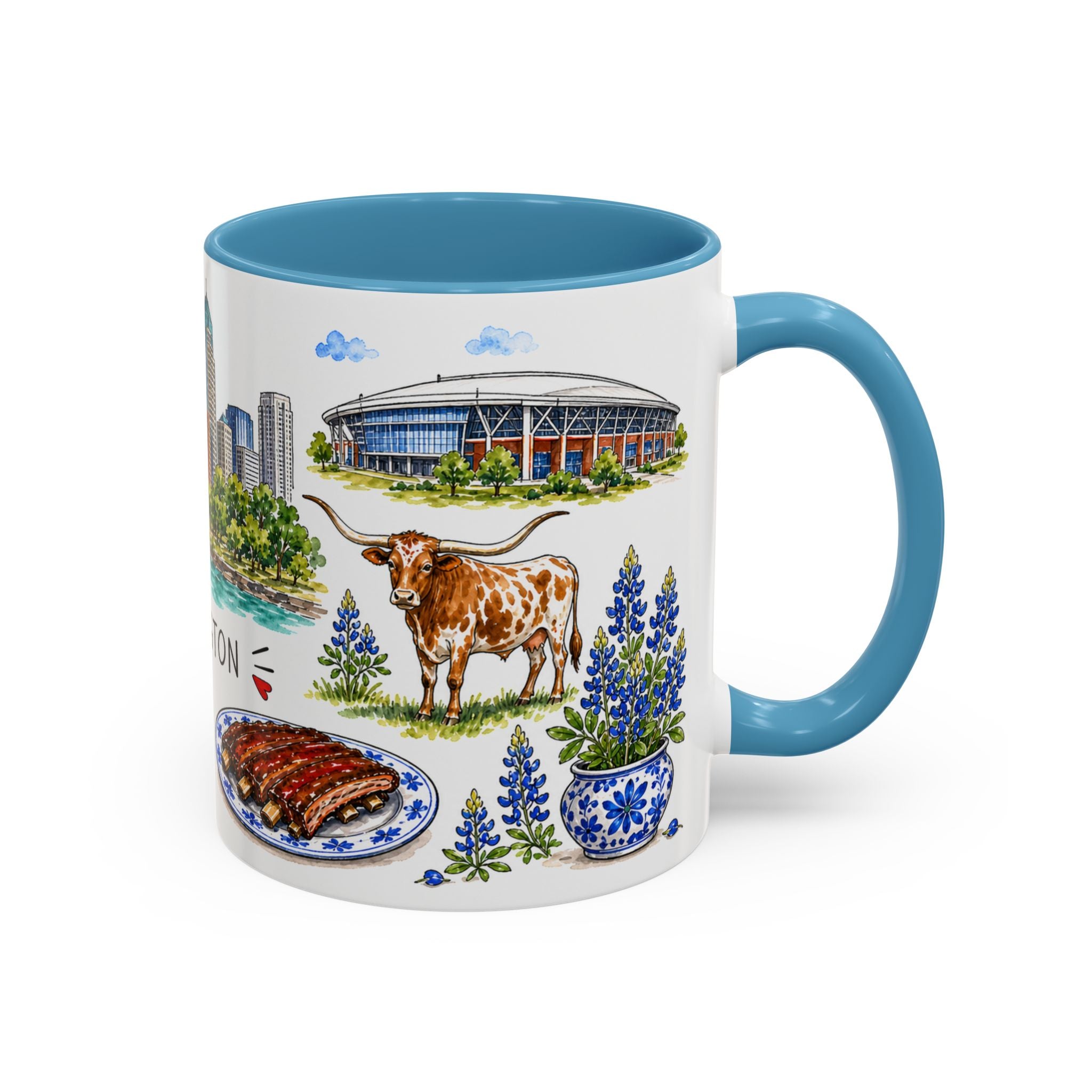 Arlington Illustrated Travel Mug | City Souvenir Accent Coffee Mug | 11oz 15oz Ceramic Cup