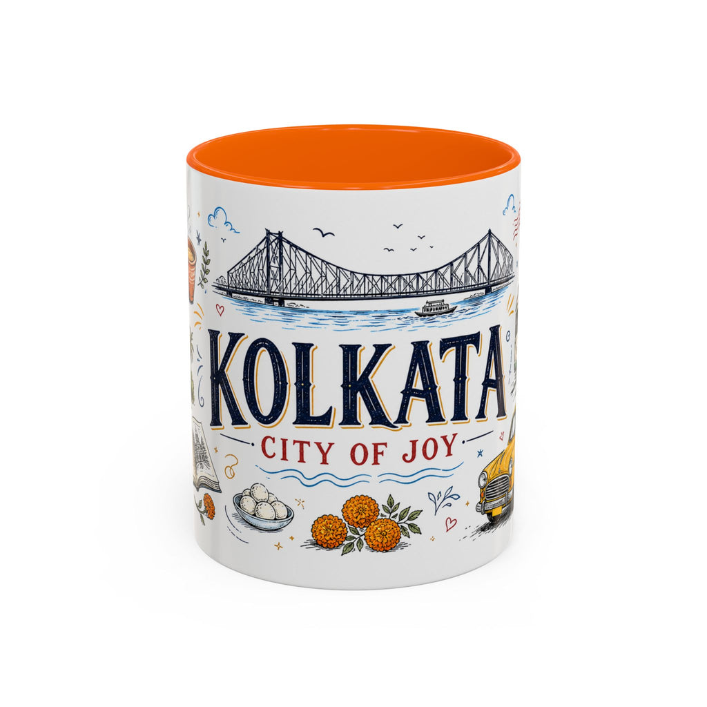 Kolkata Coffee Mug | India Souvenir Travel Gift | Accent Color Ceramic 11oz 15oz