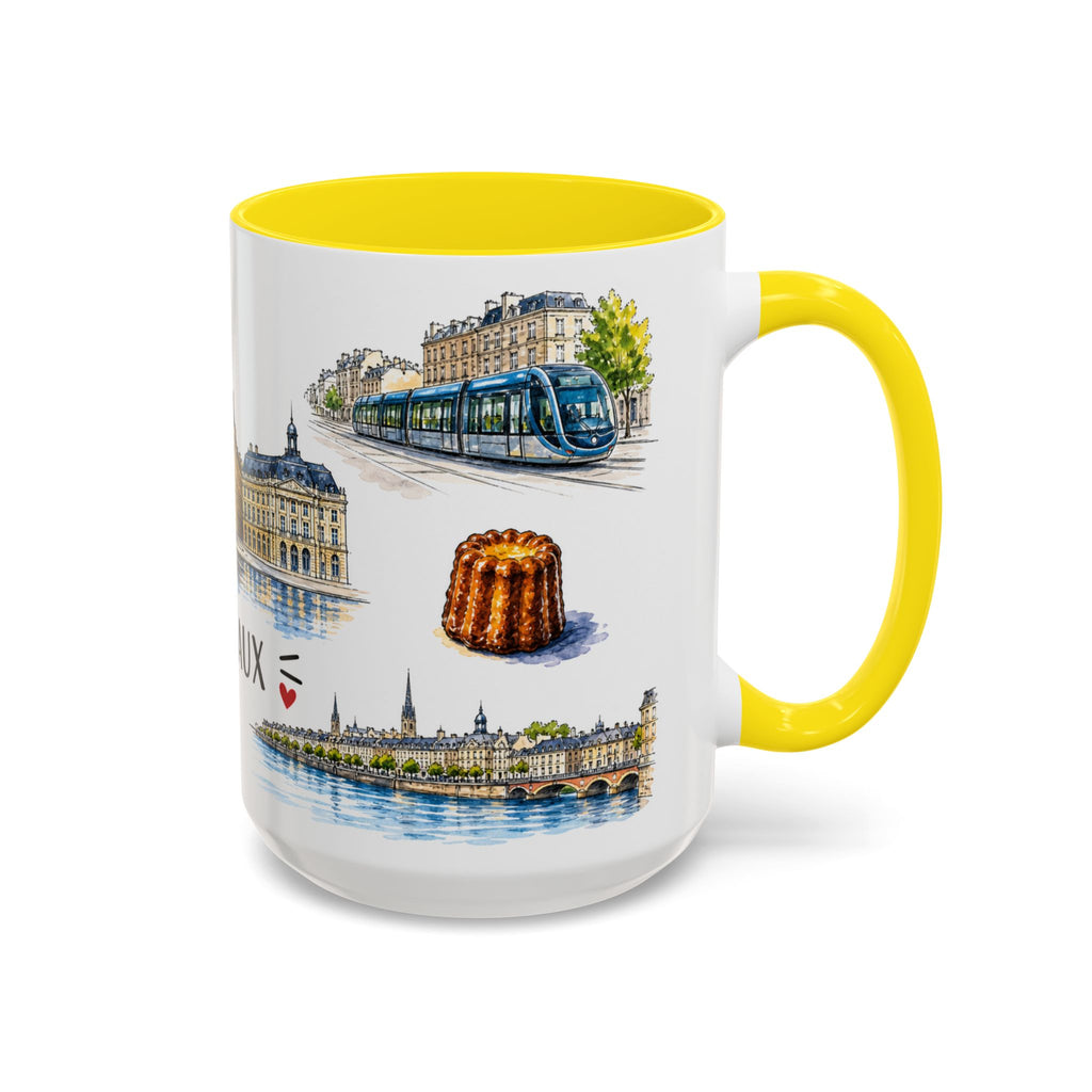 Bordeaux Illustrated Travel Mug | City Souvenir Accent Coffee Mug | 11oz 15oz Ceramic Cup