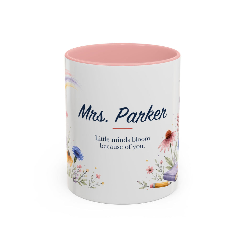 Personalized Kindergarten Teacher Mug | Custom Name Wildflower Rainbow Cup | Back to School Gift