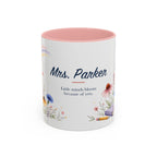 Personalized Kindergarten Teacher Mug | Custom Name Wildflower Rainbow Cup | Back to School Gift