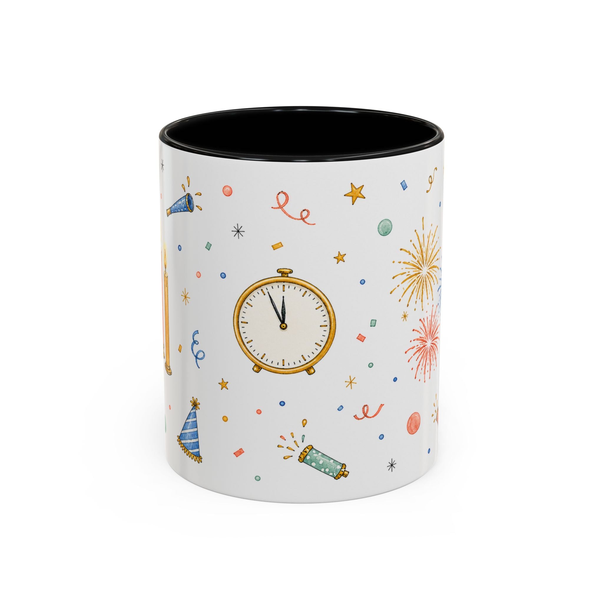 New Year Midnight Mug | Candle Firework Watercolor Party Gift | Accent Cup 11oz 15oz