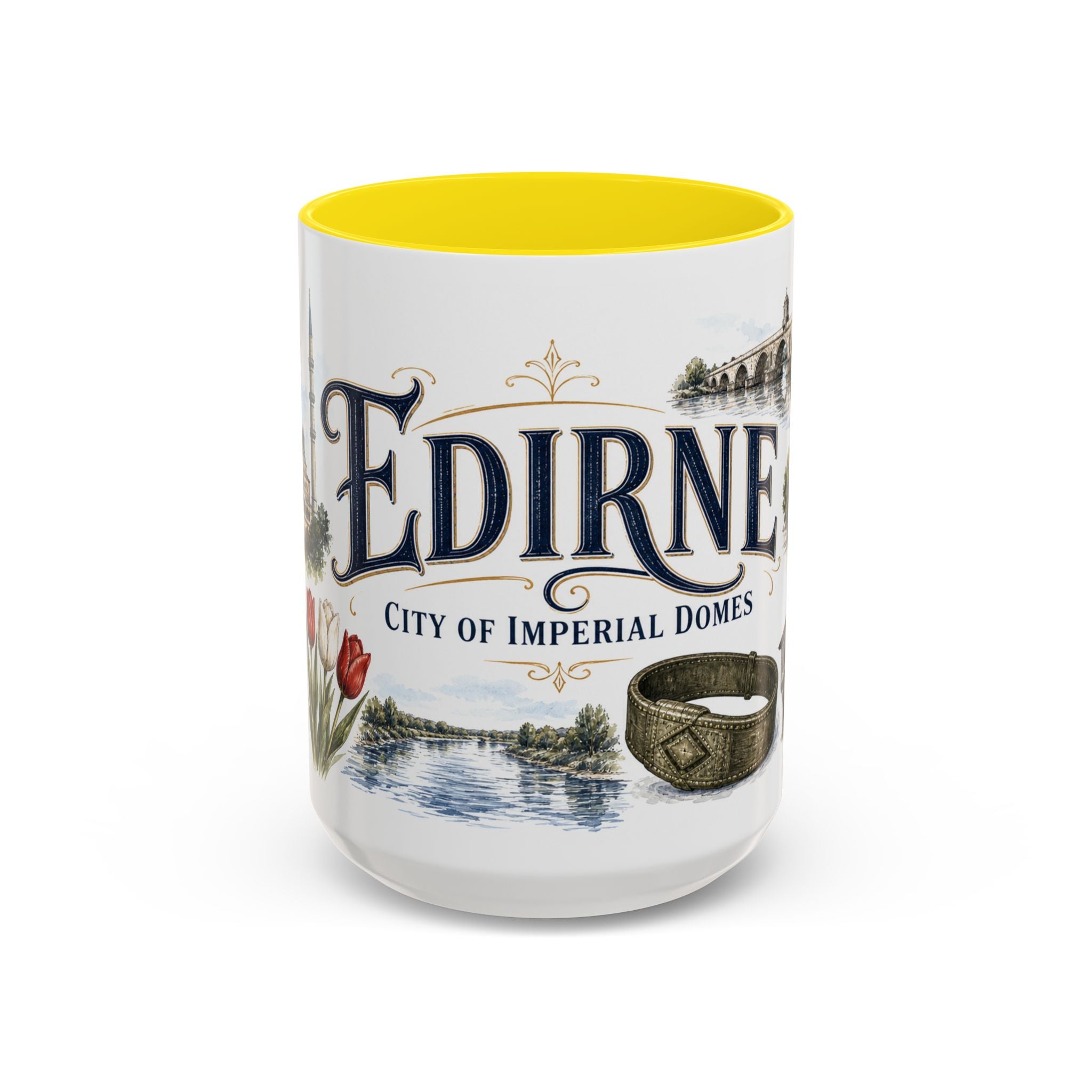 Edirne Coffee Mug | Turkey Travel Souvenir | Vintage Illustrated City Gift | 11 oz 15 oz Accent Mug