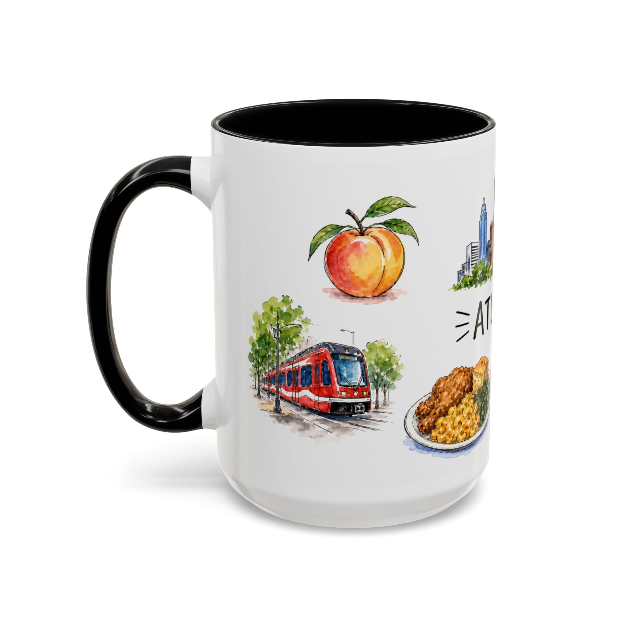 Atlanta Illustrated Travel Mug | City Souvenir Accent Coffee Mug | 11oz 15oz Ceramic Cup