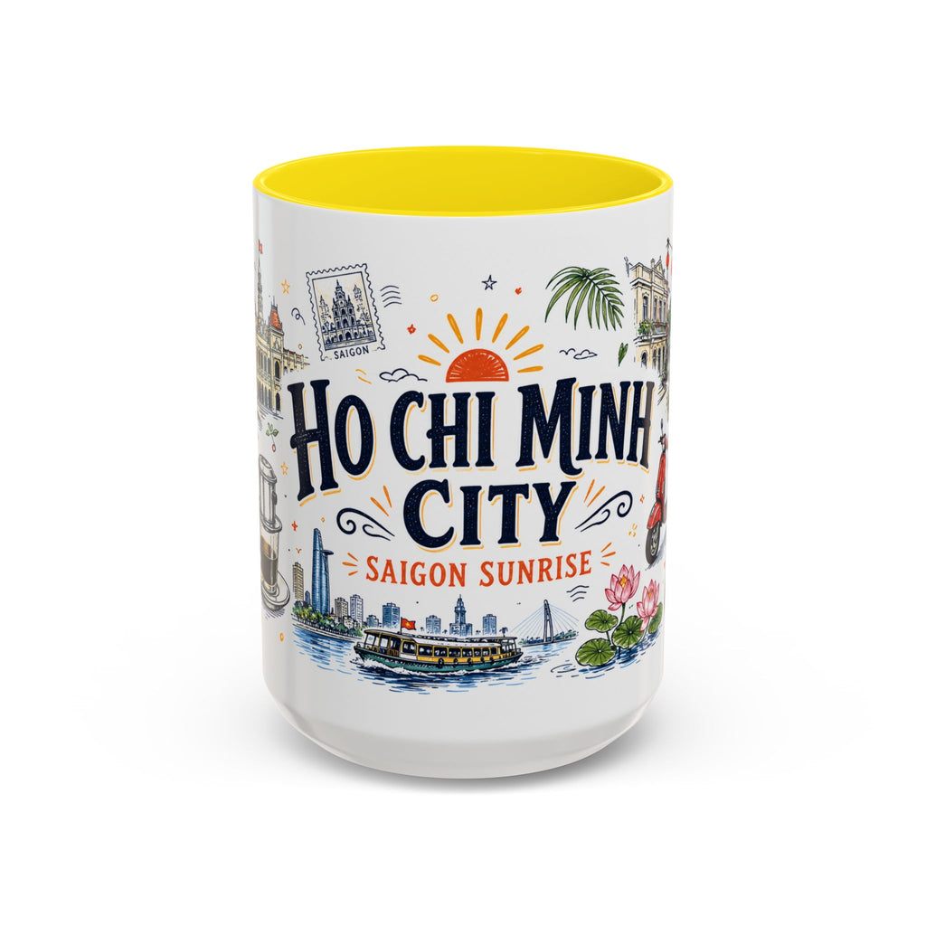 Ho Chi Minh City Coffee Mug | Vietnam Souvenir Travel Gift | Accent Color Ceramic 11oz 15oz