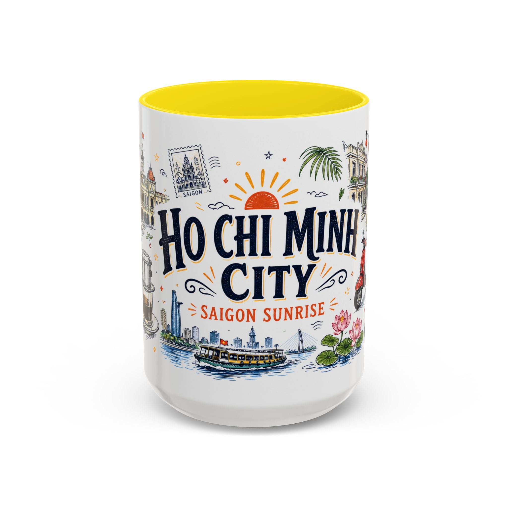 Ho Chi Minh City Coffee Mug | Vietnam Souvenir Travel Gift | Accent Color Ceramic 11oz 15oz