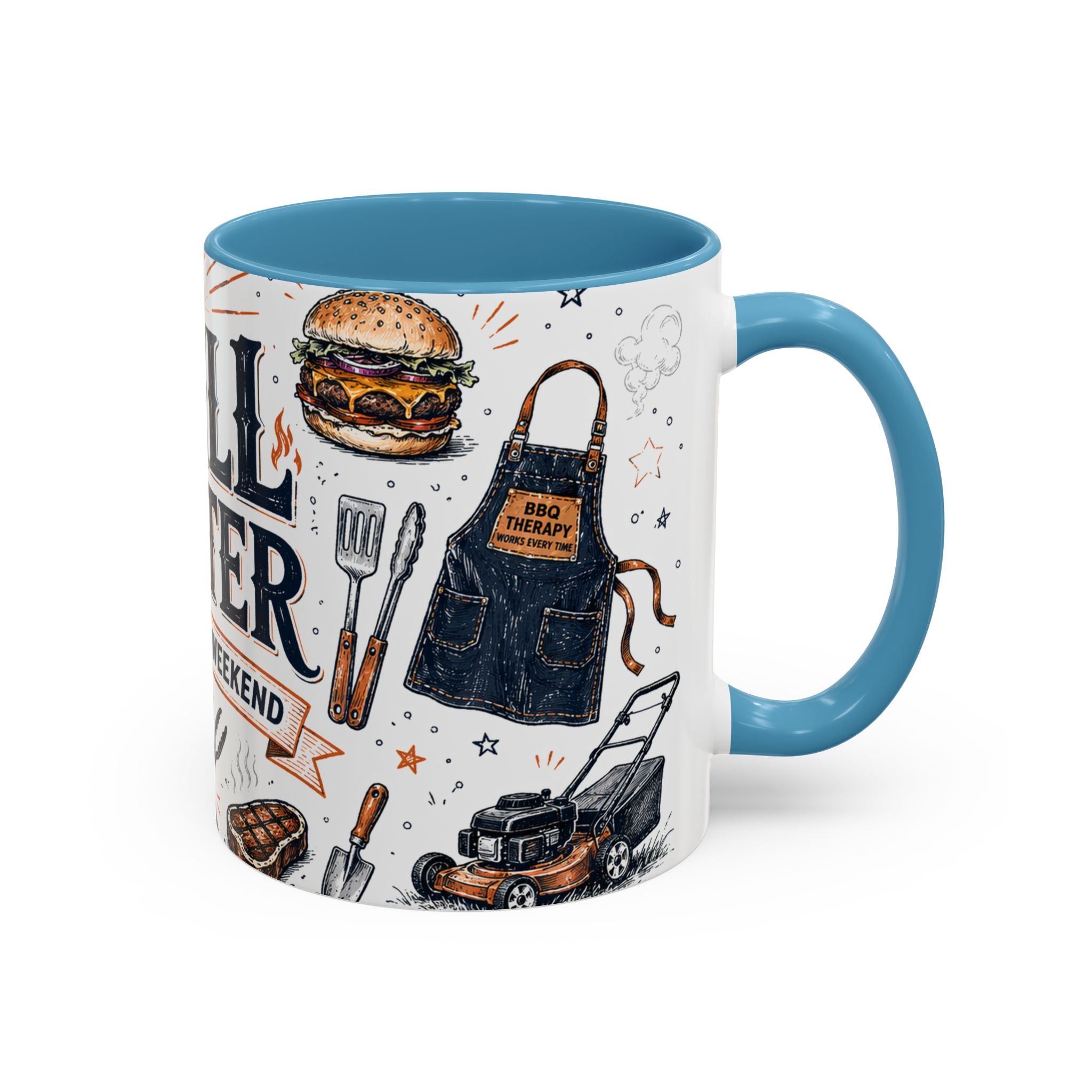 Grill Master Coffee Mug | Father's Day Gift for Dad | Accent Color Ceramic 11oz 15oz