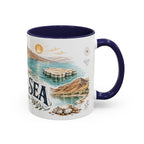 Dead Sea Mug, Jordan Travel Souvenir, Bucket List Gift, Accent Ceramic Coffee Mug 11oz 15oz