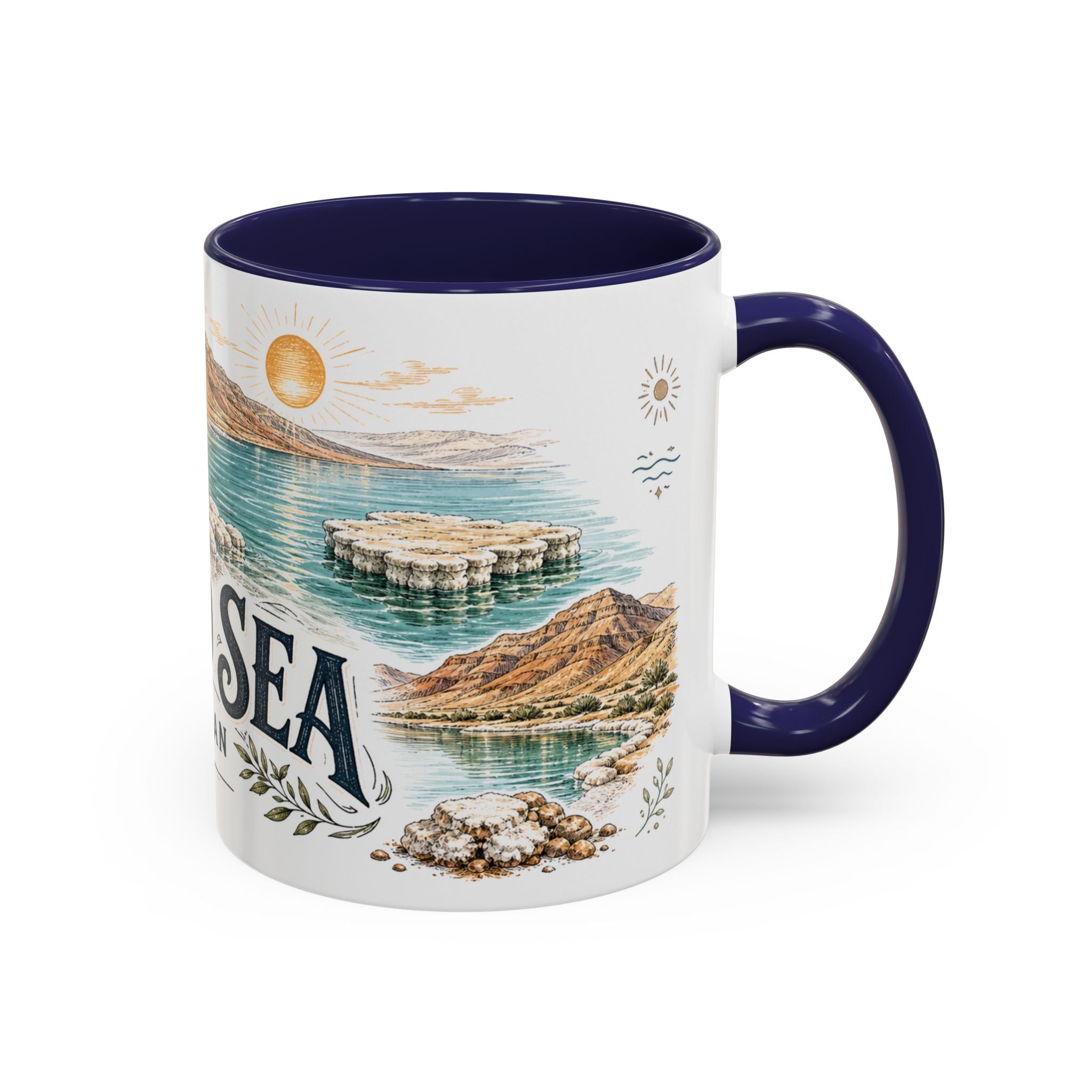 Dead Sea Mug, Jordan Travel Souvenir, Bucket List Gift, Accent Ceramic Coffee Mug 11oz 15oz