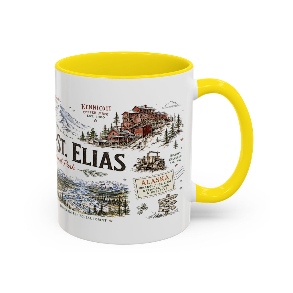 Wrangell-St. Elias National Park Coffee Mug | Alaska Wilderness Climbing Gift | Accent Color Ceramic 11oz 15oz