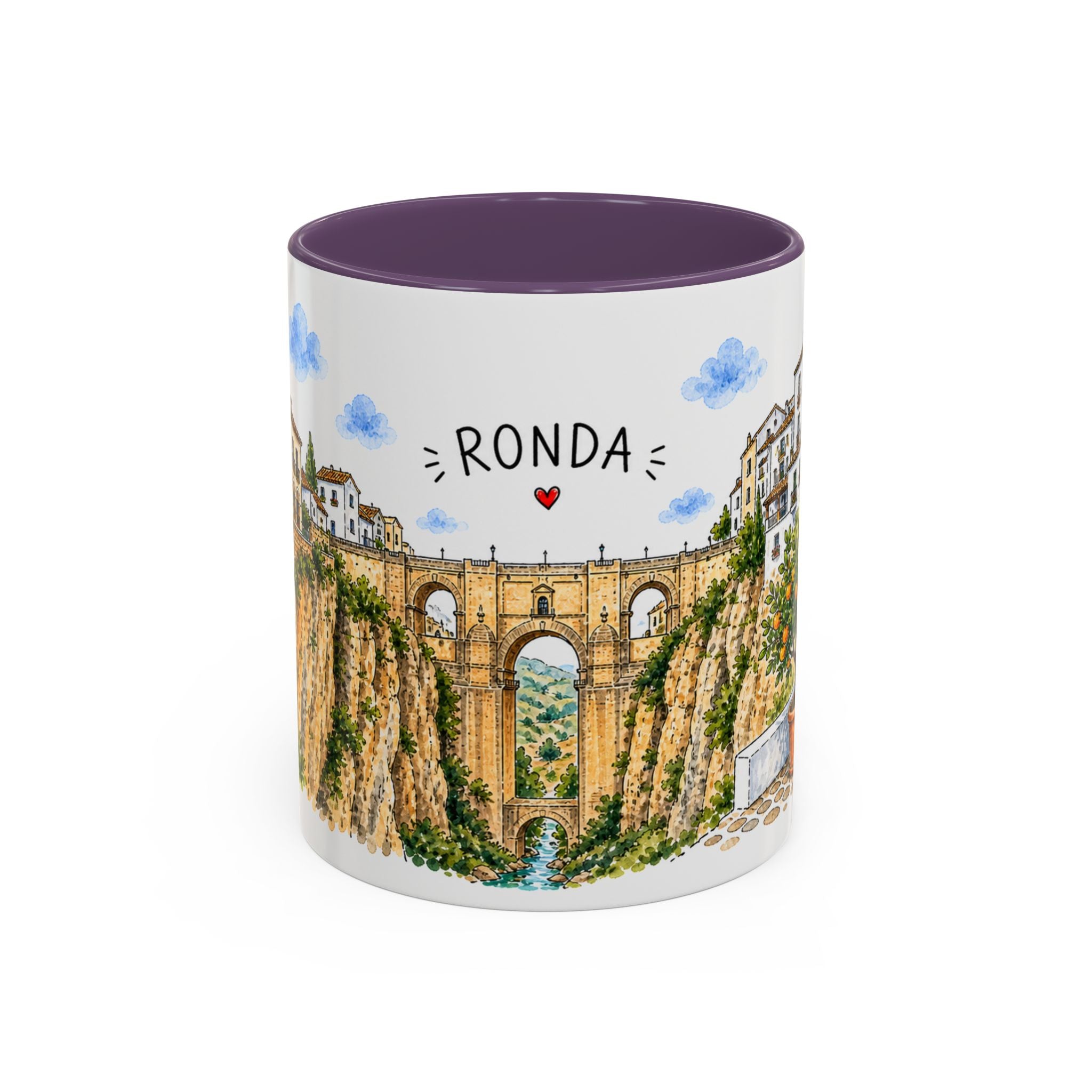 Ronda Illustrated Travel Mug | Spain Souvenir Accent Coffee Mug | 11oz 15oz Ceramic Cup