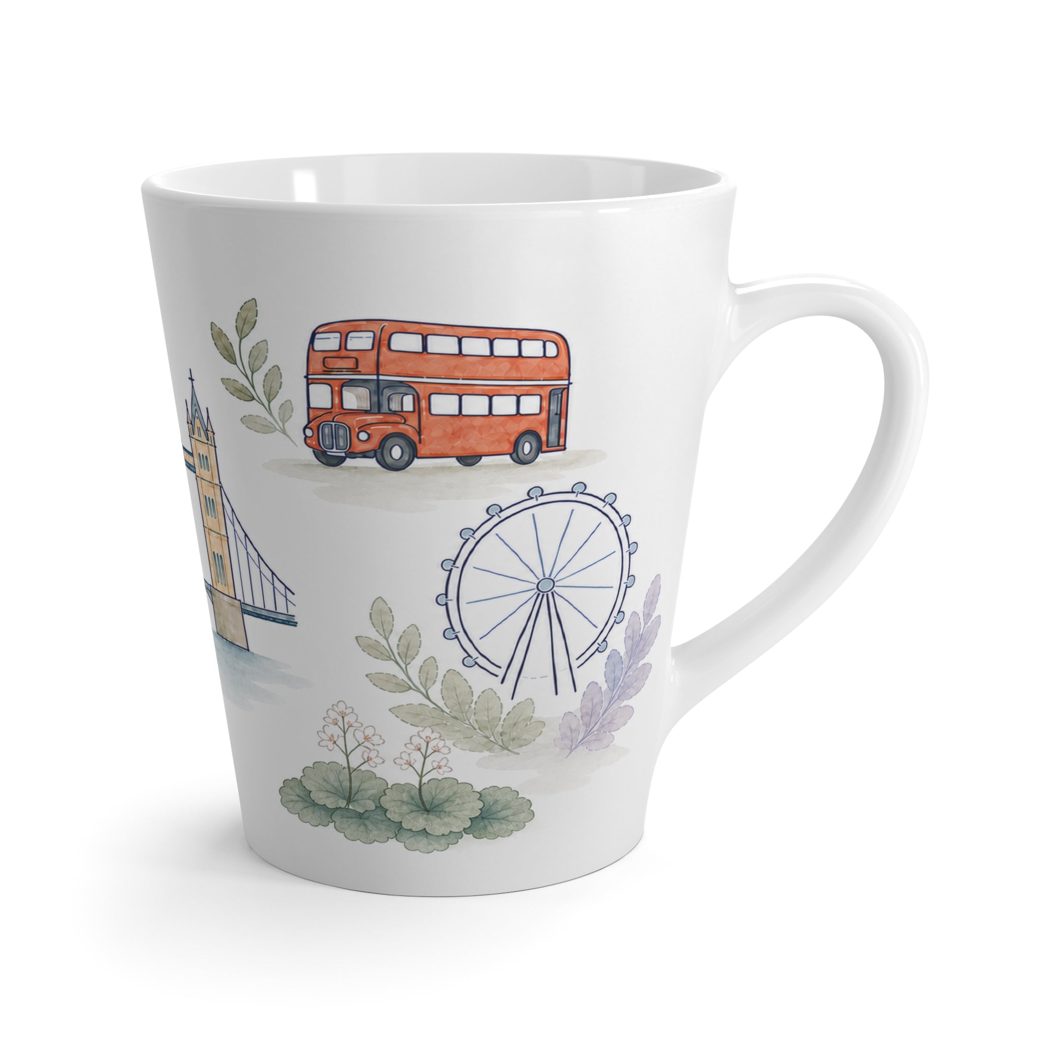 London Latte Mug | Watercolor City Travel Mug | 12 oz Ceramic Souvenir Gift