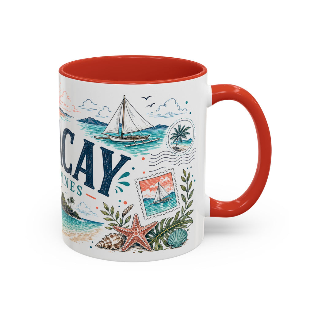 Boracay Coffee Mug | Travel Destination Souvenir Gift | Accent Color Ceramic 11oz 15oz