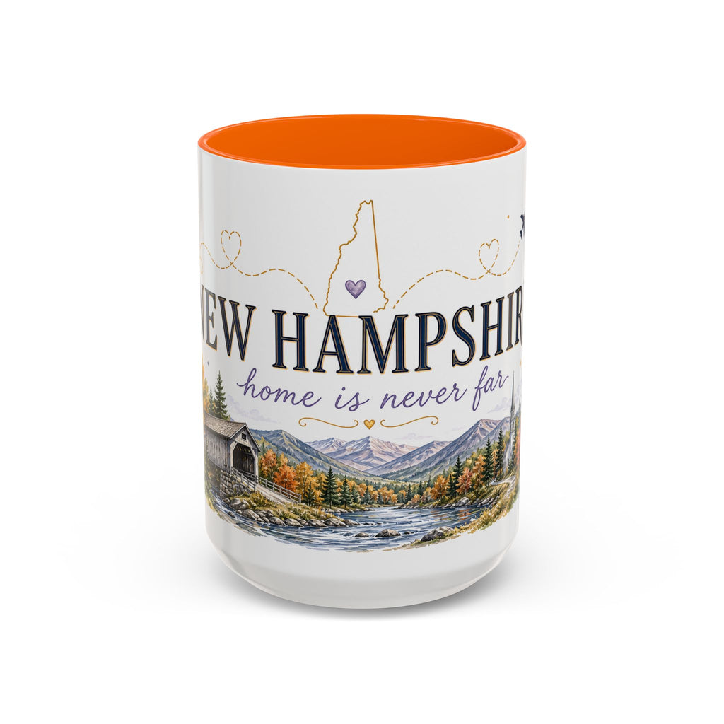 New Hampshire State Map Mug | Botanical Accents, Mountain Landscape Coffee Cup