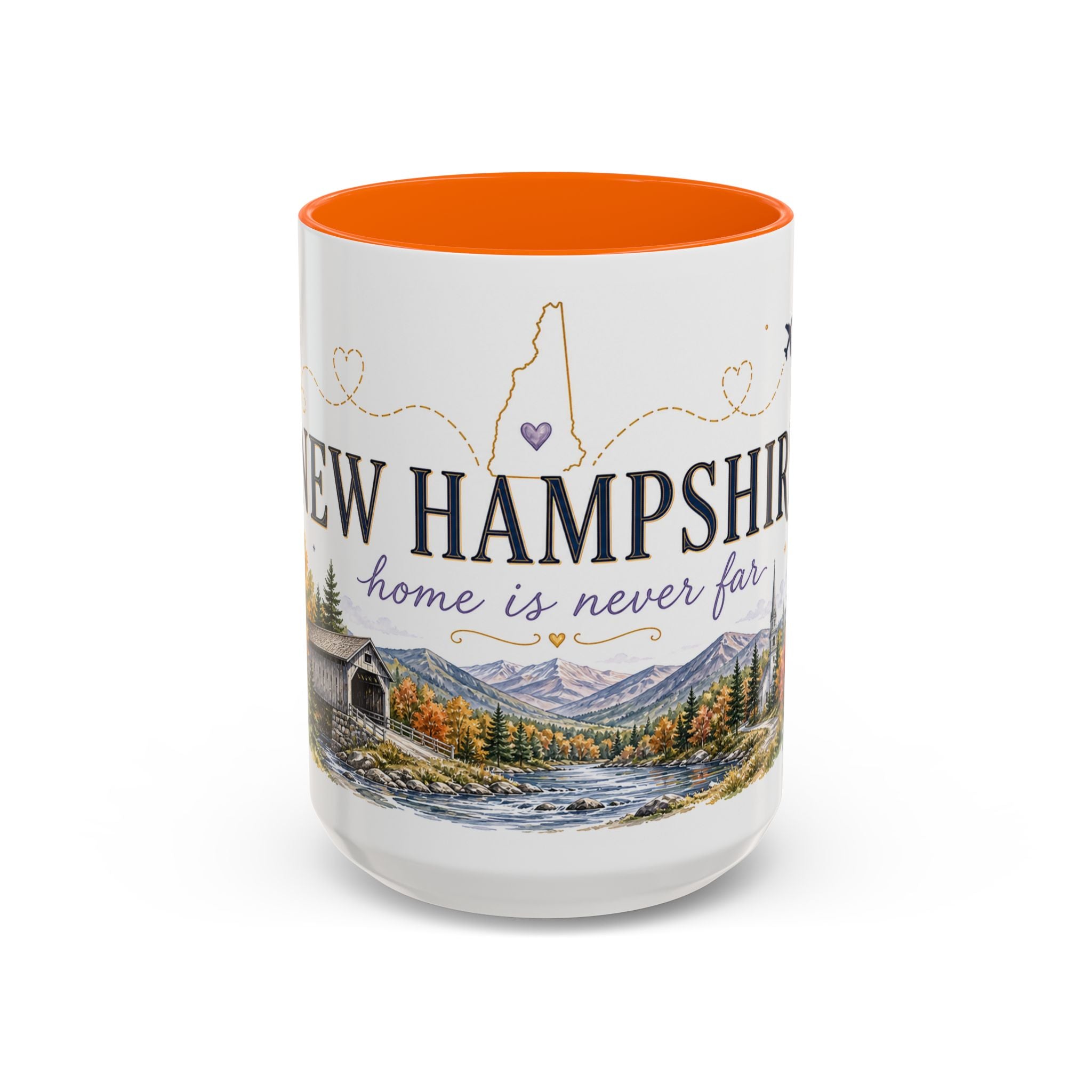 New Hampshire State Map Mug | Botanical Accents, Mountain Landscape Coffee Cup