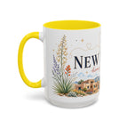 New Mexico State Map Mug | Desert Scenery, Yucca Flower Accent Coffee Cup