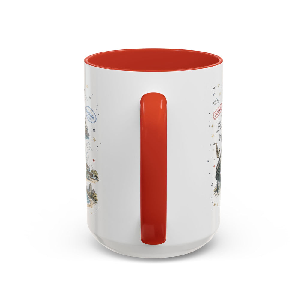 Chicago Coffee Mug | Illinois Souvenir City Gift | Accent Color Ceramic 11oz 15oz