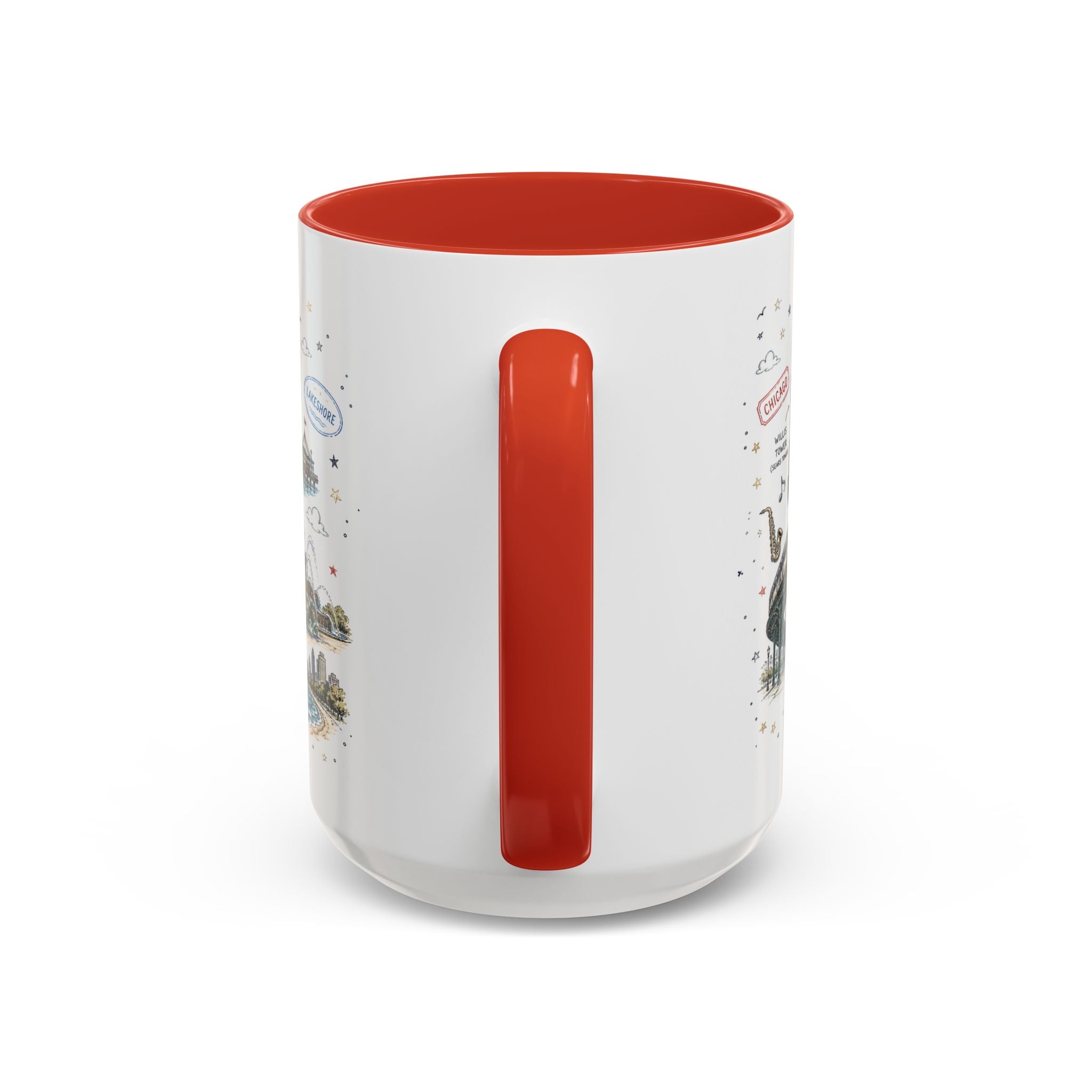 Chicago Coffee Mug | Illinois Souvenir City Gift | Accent Color Ceramic 11oz 15oz