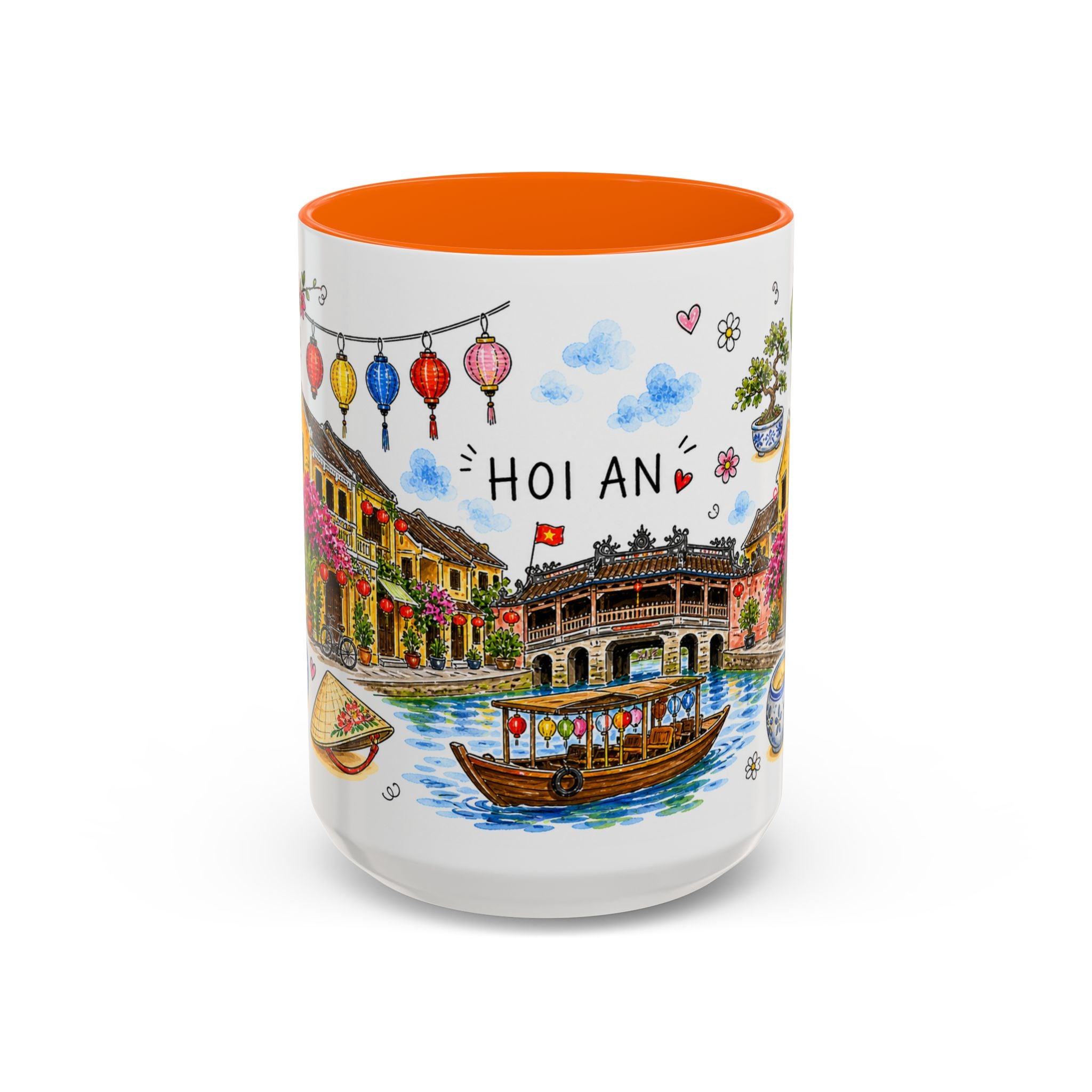 Hoi An Illustrated Travel Mug | City Souvenir Accent Coffee Mug | 11oz 15oz Ceramic Cup