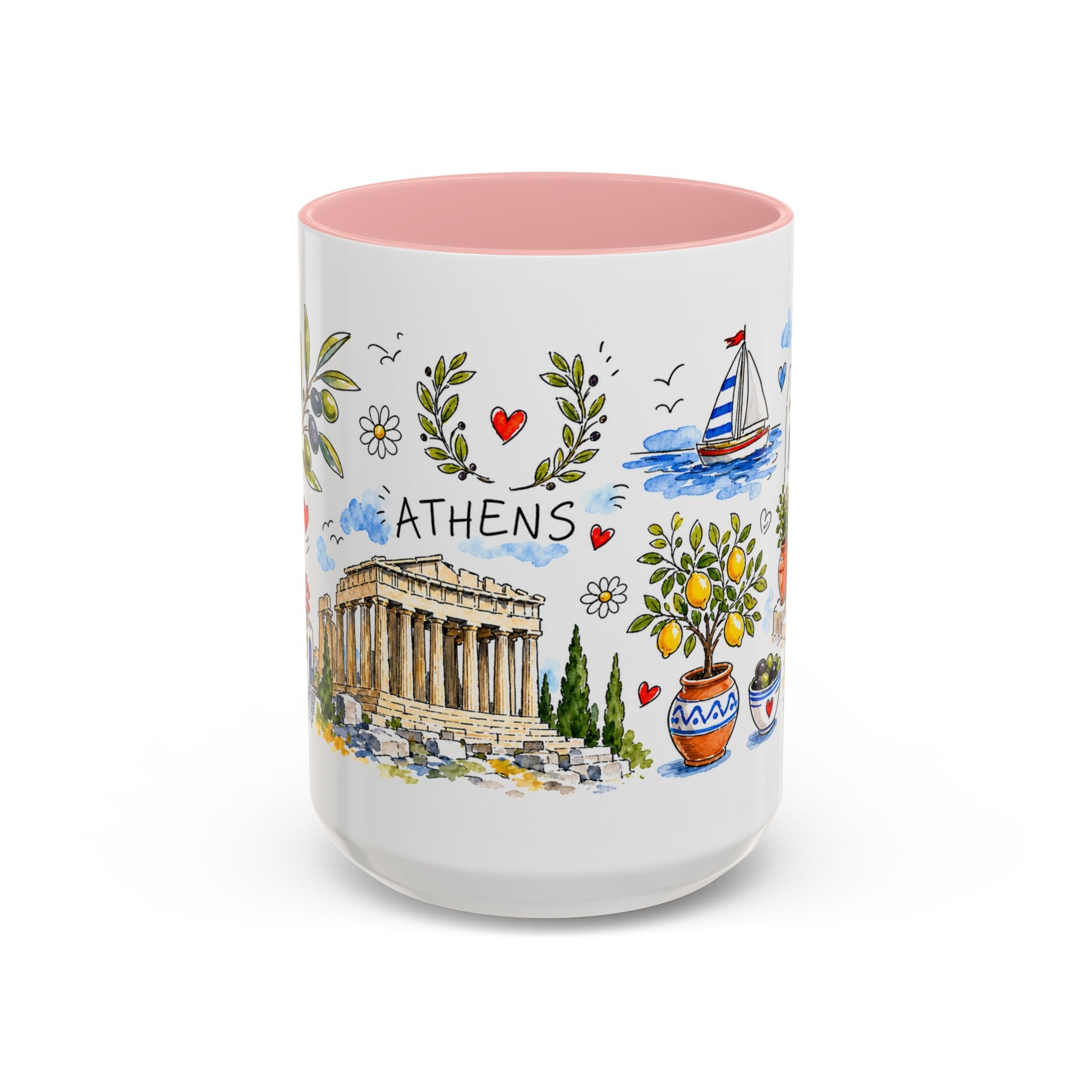 Athens Travel Mug | European City Souvenir Accent Coffee Mug | 11oz 15oz Ceramic Cup