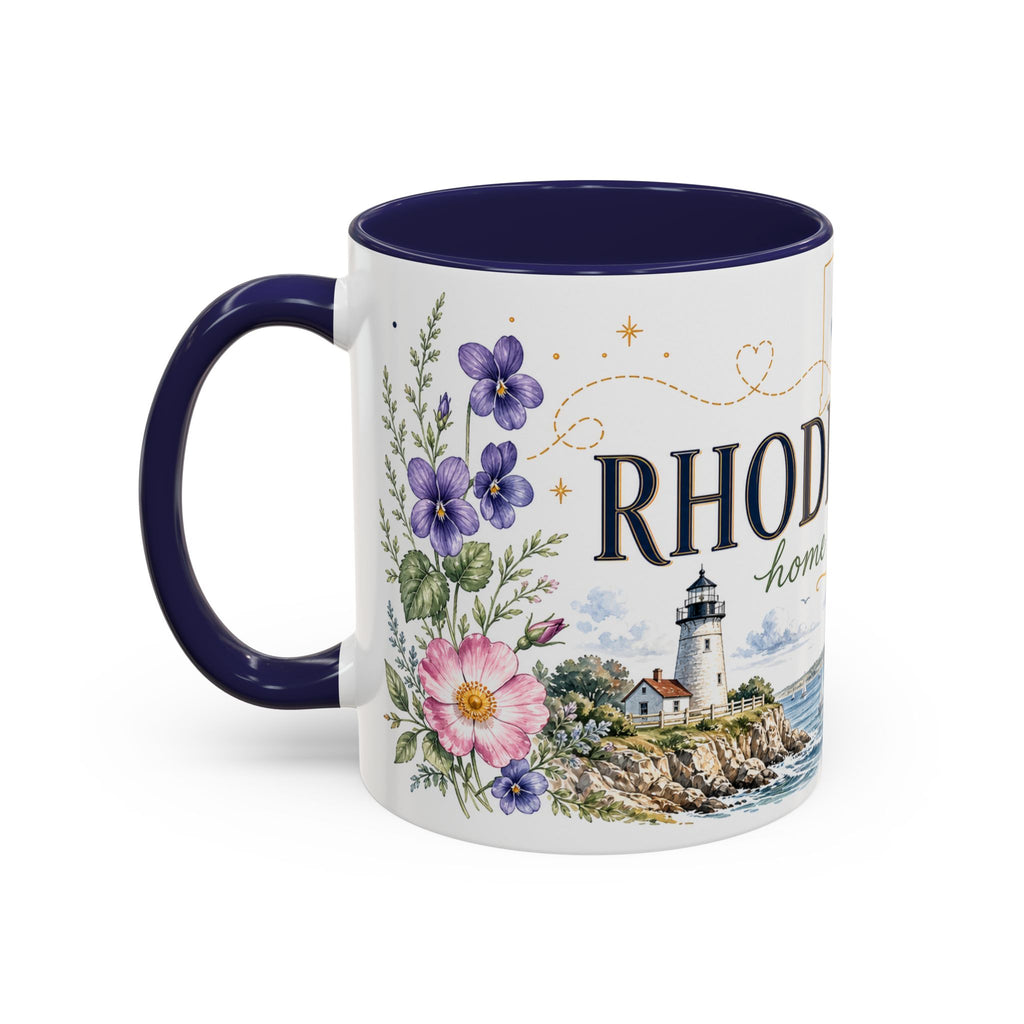 Rhode Island State Map Mug | Botanical Seaside Accent Cup (11oz or 15oz)