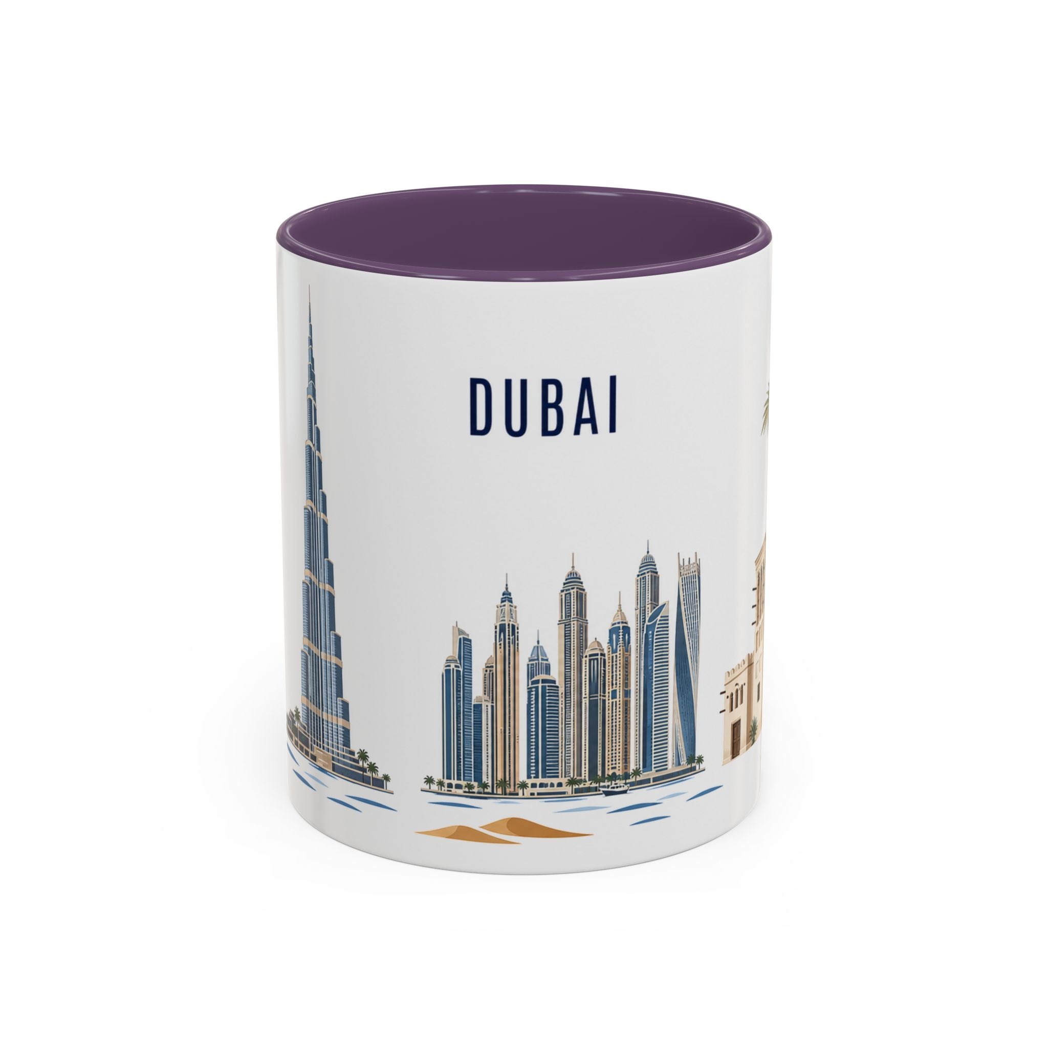 Dubai Coffee Mug | United Arab Emirates Travel Souvenir | Porcelain Decal City Gift | 11oz 15oz Accent Mug