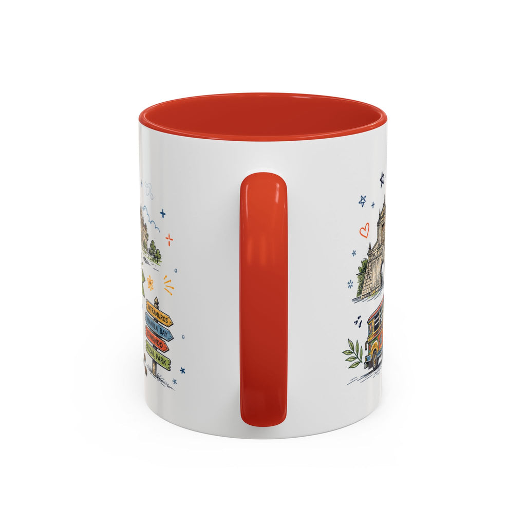 Manila Coffee Mug | Philippines Souvenir Travel Gift | Accent Color Ceramic 11oz 15oz
