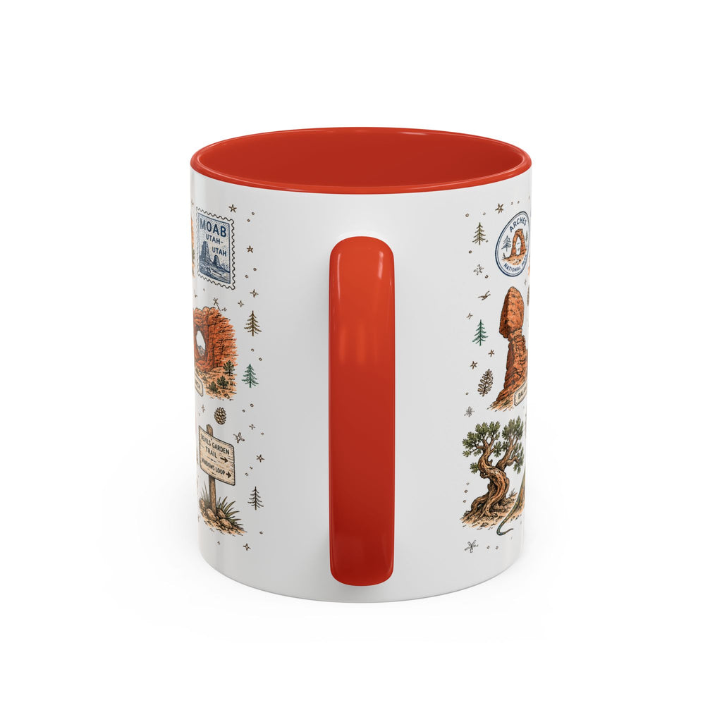 Arches Coffee Mug | National Park Hiking Utah Gift | Accent Color Ceramic 11oz 15oz